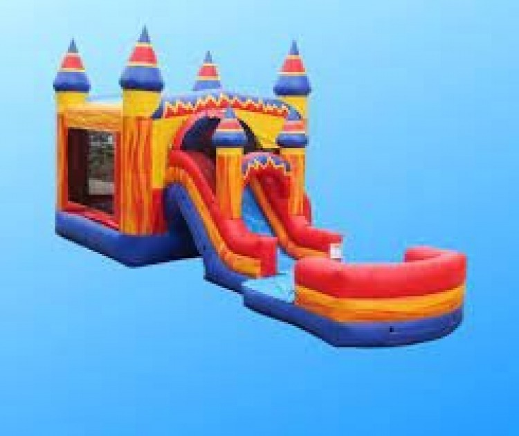 5 in 1 Fire Castle Bounce House W/ Slide